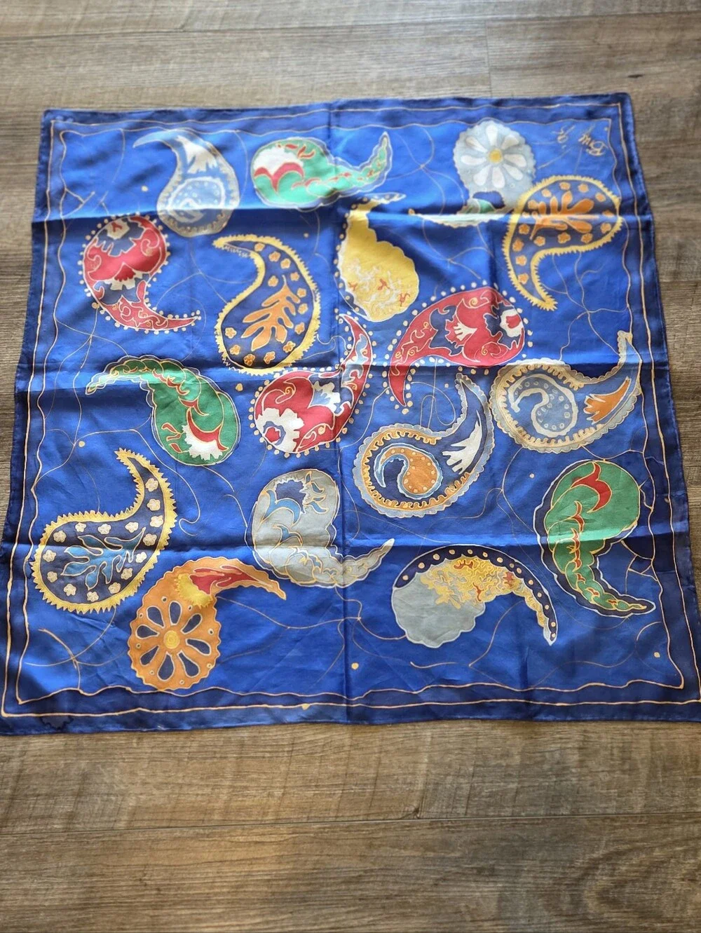 Silk Rolled Edge Paisley Scarf